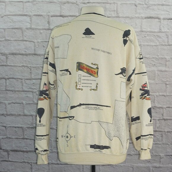 Vintage 80s Civil War All Over Print Sweatshirt - Picture 2 of 6